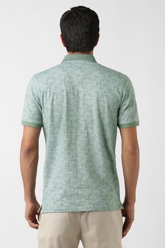 Image of Peter England Men's Cotton Abstract Print Polo T-Shirt - Casual Wear | Stylish & Breathable