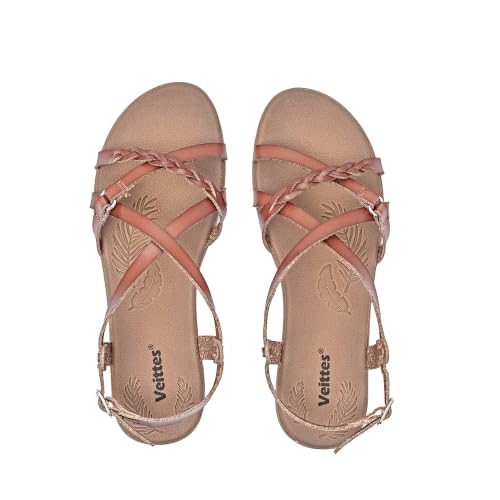 Image of Veittes Women's Casual Casual Cross Strap Flat Slide Sandals