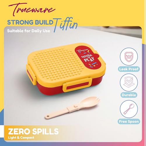 Image of Trueware BRIX Fun Food and Play 304 Stainless Steel PU Insulated Lunch Box with Two Compartment BPA Free, Food Grade Ideal for School, Picnic, Office & Outdoor - 540ml