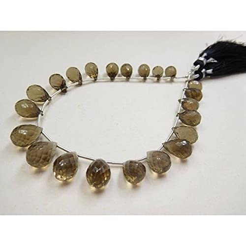 Quartz fumé naturel facetté pierre semi précieuse en goutte 7x10mm fil 8 pouces loisirs créatifs