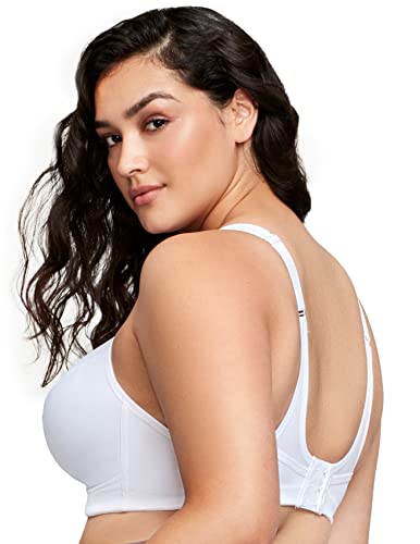 Full Figure Plus Size No-Bounce Camisole Sports Bra Wirefree #1066 White #TOP3
