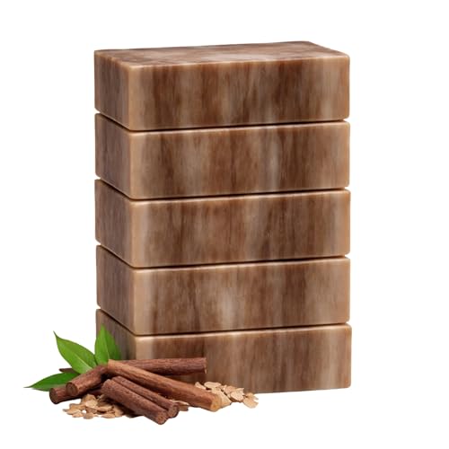 SSA Sandalwood Scented Natural Bar Soap 5 Pack Australian Triple Milled Moisturizing Bath Bars with Organic Shea Butter Long Lasting Plant Based Body Soap for Men & Women Gentle for Sensitive Skin