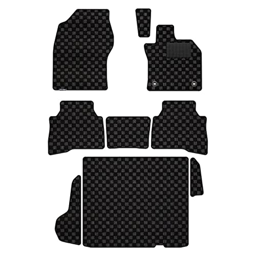 Hotfield トヨタ 互換品 新型 プリウス 60系 フロアマット+トランクマット ラゲッジマット 形状02 ハイブリッド車(HEV)/Zグレード/スペアタイヤ有/チェックブラック