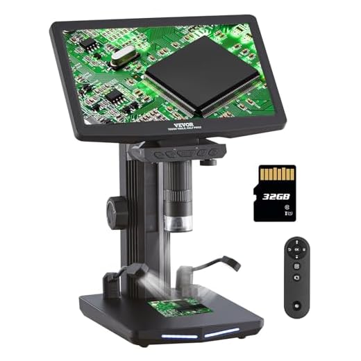 VEVOR 10.1" HDMI LCD Digital Microscope for Adults, Soldering Electron Microscope 1300X with IPS Screen, 8 LED Lights, 2 Flexible Side Lights, PC View, USB Coin Microscope for Windows/MacOS/TV, 32GB