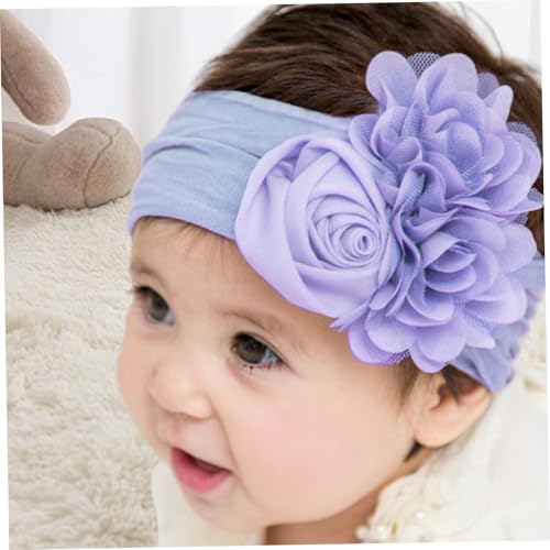 Newborn Headbands, 5PCS Elastic Breathable Nylon Baby Headbands with Chiffon Rose for Baby Girls Newborn Infant Toddlers Kids3