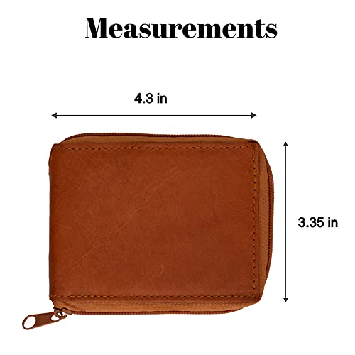 Marshal Genuine Leather Men's Zipper Zip-Around Organizer Bifold Wallet Black Brown Tan!2