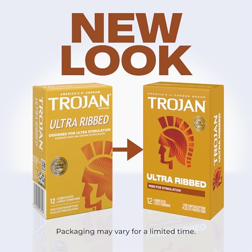 Image of Trojan Stimulations Ultra Ribbed Lubricated Condoms, 12 Count