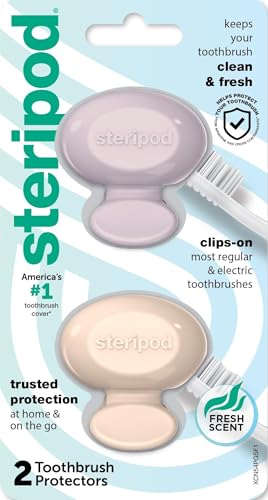 Image of Steripod Clip-On Toothbrush Protector, Pink /Blue, 2 Count