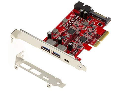 Kalea Informatique - Scheda PCIe a 2 porte USB 3.1 tipo A + 1 porta USB 3.1 tipo C + 1 porta interna 19 pin USB 3.0. Staffe High e Low Profile