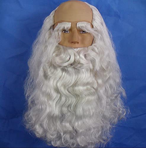 JUNYFFF Beard Santa Claus White Bard White Beard Wigwrows Bald Wig Shouxing Old Wig Halloween Noël Cosplay Stage Festival Festival Bearb Cover