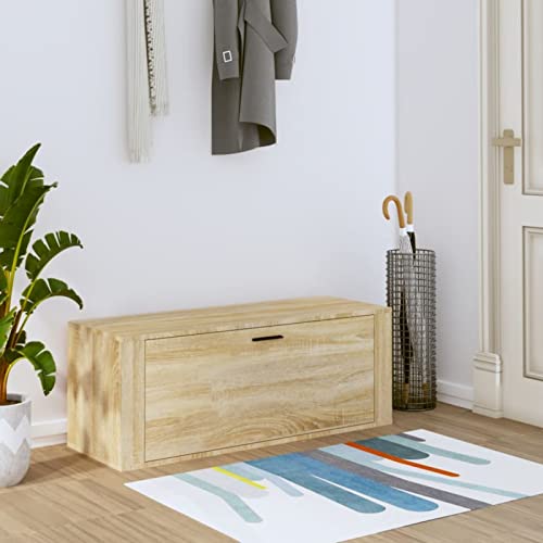 Gecheer - Armario para zapatos de pared, roble Sonoma 100 x 35 x 38 cm, mueble de almacenamiento, para dormitorio, salón, vestidor, entrada, pasillo