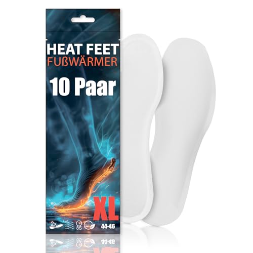 10 Paar HEAT FEET Wärmesohlen, Heizsohlen, Einlage Fußwärmer, wärmende Sohlen, warme Einlegesohlen, Wintersportarten Outdoorsport Weihnachtsmarkt, bei kalten Füßen für Schuhgröße 44-46 8h Wärme