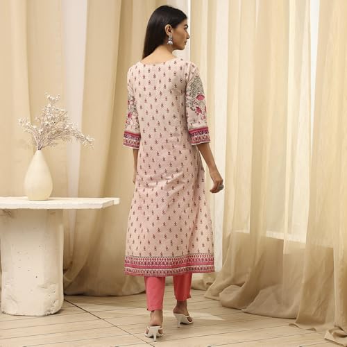 Image of BIBA Women Cotton Straight Fit Straight Printed Kurta