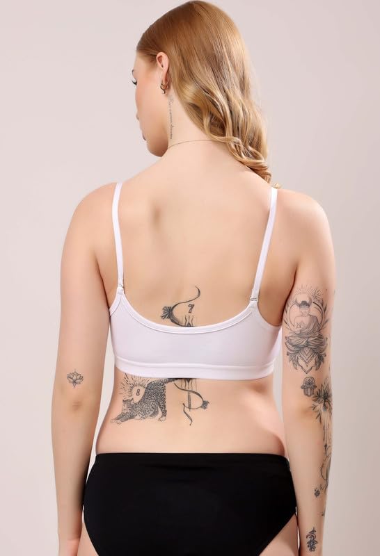 Image of London Hills Women's Cotton Sports Bra for Women Solid Bra Wireless & Non Padded Full Coverage Soft Hold Straps Super Combed Cotton Elastane Stretch Full Coverage Slip-On Active Bra