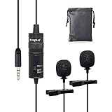 Mcoplus LVD2M Dual-Head Lavalier Microphone for Smartphones DSLR Camera, Professional Lapel Clip-on...