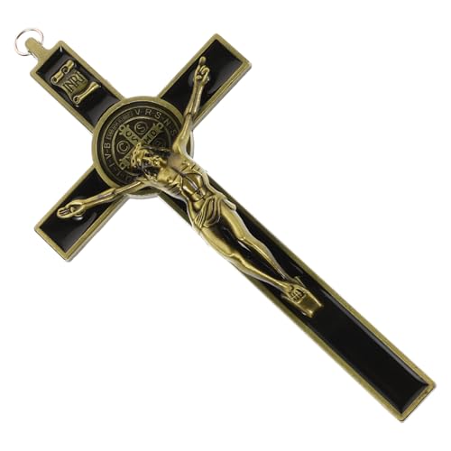 Cruz de pared para oficina y hogar adorno espiritual rústico azul verdoso vintage