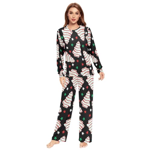 Couples Matching Pajamas Set Christmas Tree Cakes Pajama Set for Men & Women Long Sleeve Sleepwear with Pockets2