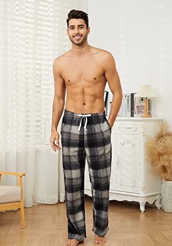 Image of U2SKIIN Mens Fleece Pajama Pants, Warm Plaid Lounge Pj Bottoms