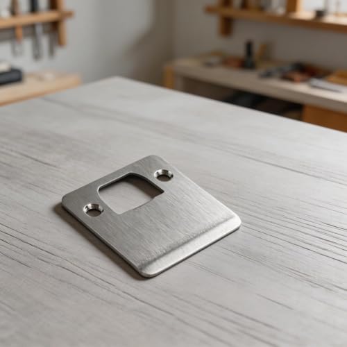 Placa de golpe de puerta con borde extendido para una sujeción más fuerte y reducción del riesgo de desalineación durante el uso frecuente de la puerta (negro)