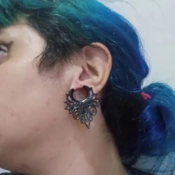 Vankula Ecarteur Oreilles Plug Tunnel Double Évasé Jauges Couvercle Du Lobe D'oreille En Acier Inoxydable étirement Extenseur Piercing 8mm à 25mm (12mm(1/2"), Noir