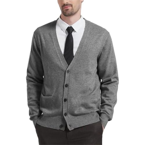Mens V-Neck Cardigan Sweater Long Sleeve Button Down Knitted with Pockets Lightweight Solid Color Outerwear2