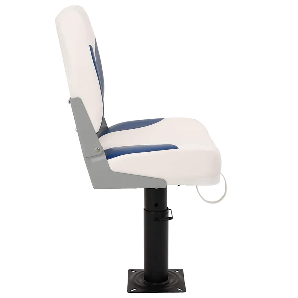 Juego de 2 asientos plegables para barco, color azul y blanco, 41 x 36 x 48 cm, accesorios para barcos de PVC y poliuretano con consola de acero, altura regulable para velero, yate, deportes