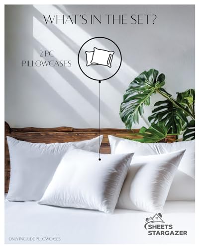 Image of 1000 Thread Count 100% Egyptian Cotton Pillow Cases, Set of 2 Pillowcase, Long-Staple 100% Cotton Breathable, Soft Sateen Weave Bed Pillow Cover, 20 X 30 Inches Pillowcases White Standard Size
