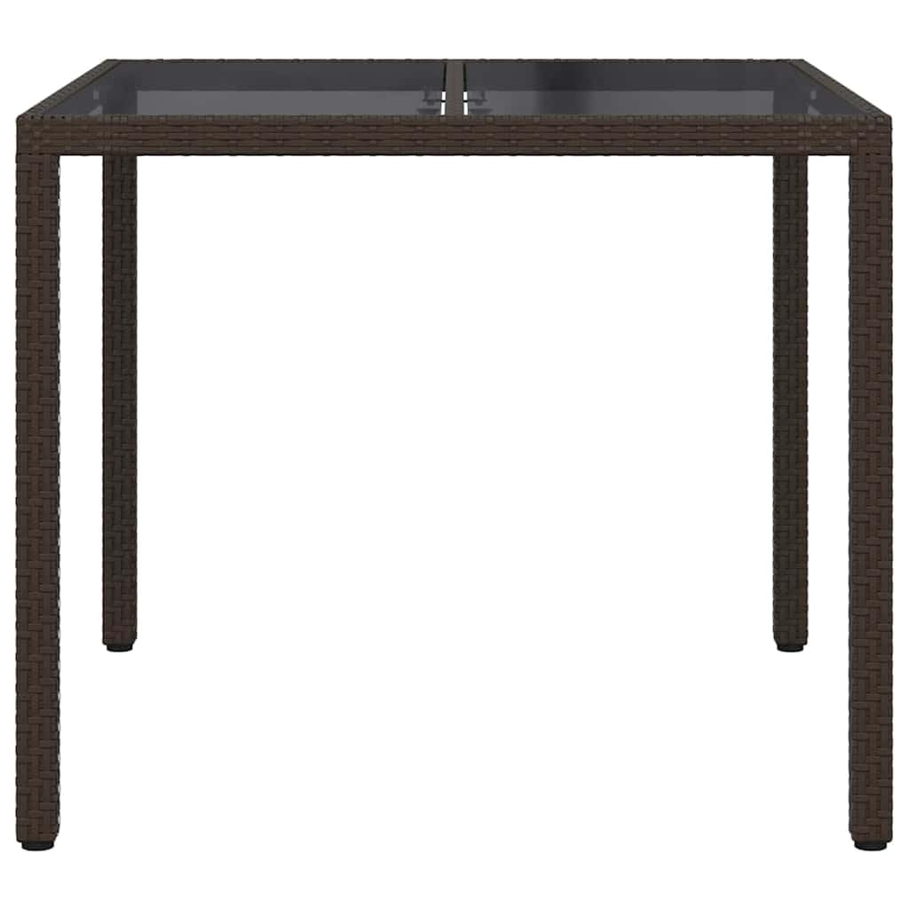 Tavolo da giardino marrone in polyrattan, 90 x 90 x 75 cm, per terrazze, esterni, balcone, per cene, barbecue, feste in giardino