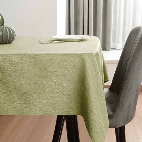 Tischdecke Abwaschbar Salbeigrün 145 x 300 cm Leinenoptik Wasserdicht – Ansicht 2