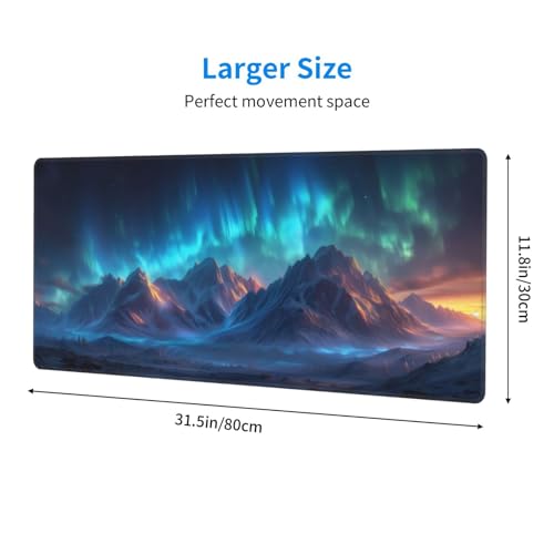 Image of Gaming Mouse Pad Desk Pad,Extended Big Mouse Pad,31.5x11.8 Inch Long Computer Keyboard Mouse Mat Mousepad with 3mm Non-Slip Base and Stitched Edge for Gaming and Office (Aurora)