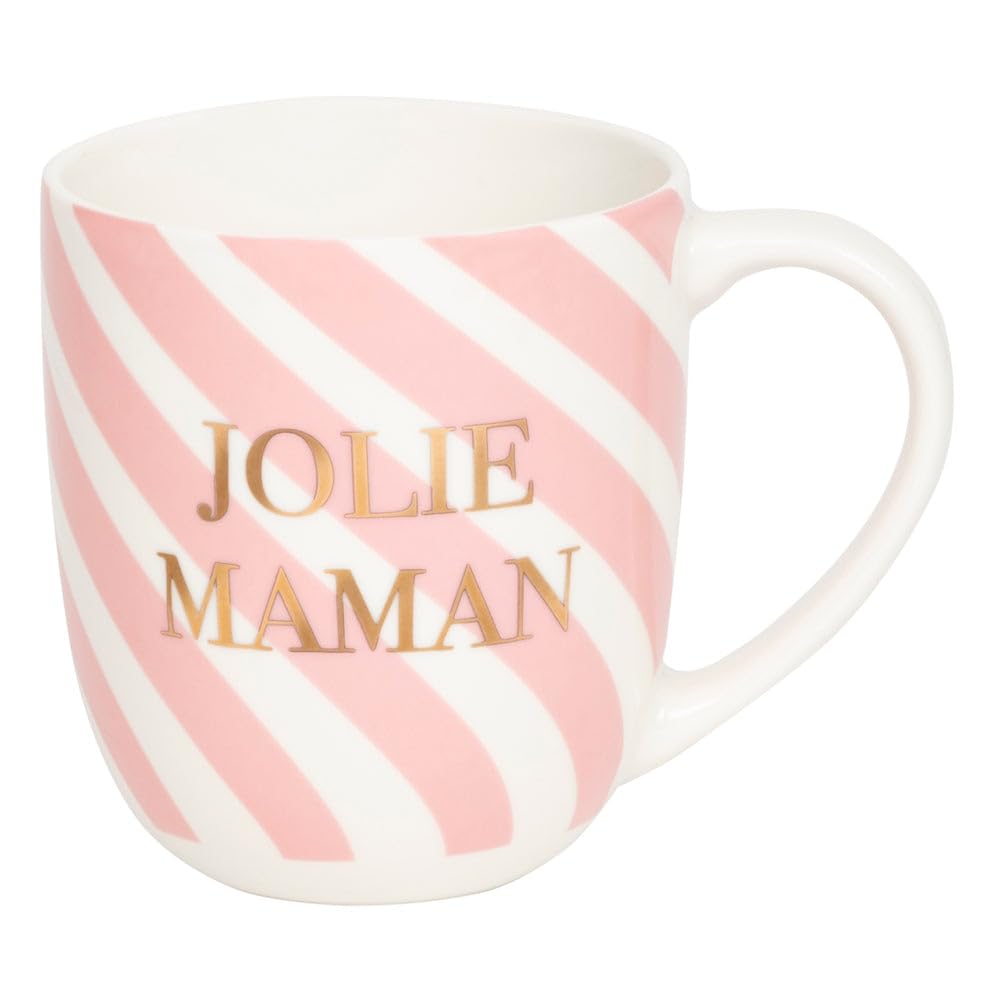 DRAEGER Paris Pink Ceramic Mug Jolie Maman - Family Gift, Mother's Day, Birthday, Christmas, Humour, Fun, Love - 320 ml with Gift Box