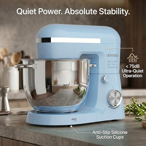 Image of Stand Mixer, 6.5 Quart, 660W, Tilt-Head Food Mixer with 10+ Speeds, Stainless Steel, Multifunctional, for Bread Dough and Cake (Blue)