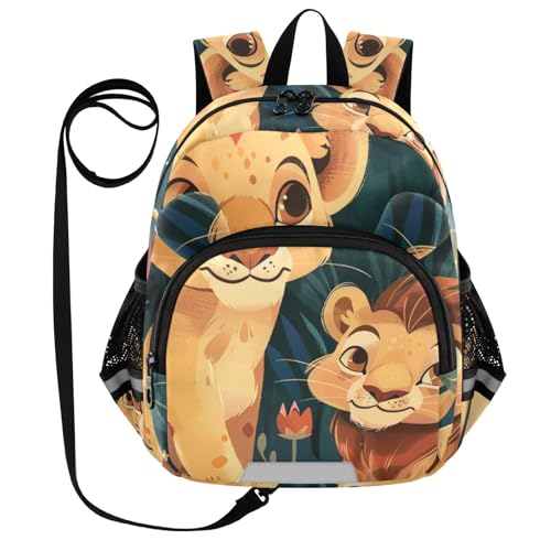 Kid's Backpack for Boys & Girls Toddler Bag Cute Lion Cartoon Backpack with Safety Leash