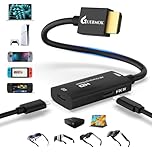 Guermok AR Glasses HDMI to USB-C Display Adapter, 4.9ft 4K@60Hz Play and Charge XR Converter with DC 5V, for XREAL One/Air 2 Pro/RayNeo/Rokid, Switch 2/1, Xbox1, PS4/5, Portable Monitors, Black
