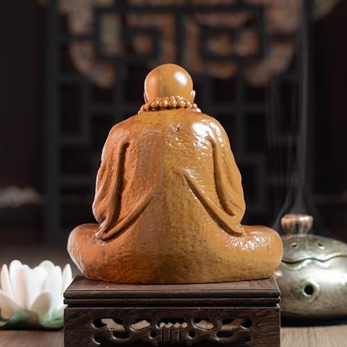 Estatua de Madera Bodhidharma en Meditación miniatura 5