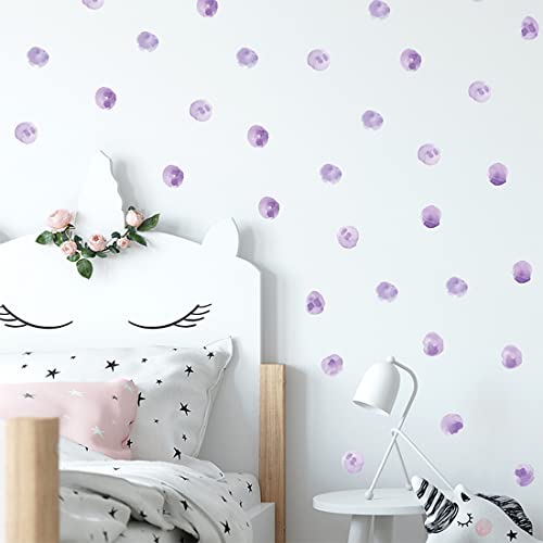 Hingsong Purple Polka Dot Wall Decals Diy Vinyl Watercolor Dots Wall Stickers For Kids Baby Living Room Bedroom Nursery Decorations (Dots-001) #TOP3