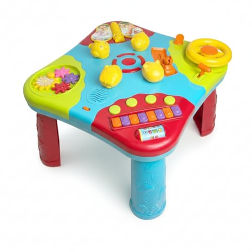 Image of Genie's Toy Bus Musical Learning Activity Table for Toddlers I Educational Development Centre with Piano, Shape Sorter, Driving Car, Light and Music I Interactive Play Station for 12+ Months