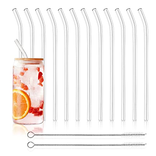 12 Pack Reusable Bent Glass Drinking Straws