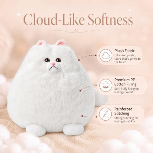 Image of Winsterch Giant White Cat Stuffed Animal, 20-Inch Large Stuffed Cat Plush