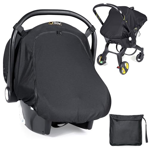 Orzbow Universal Parasol Silla de Coche Grupo 0+ Bebe,Transpirable UPF 50+ Funda para Silla Coche Grupo 0 con Orificios de Malla y Ventana Frontal,Compatible con Maxi-Cosi/Cybex/Römer,Negro
