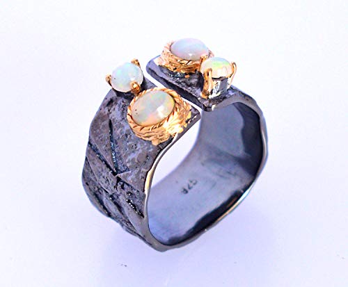 Opale éthiopienne véritable et argent sterling 925 : bague d'exception
