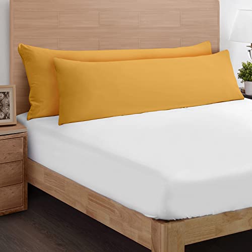 Yiyea Body Pillow Cover Set Of 2, Super Soft 1800 Thread Count Brushed Microfiber Body Pillow Pillowcase With Envelope Closure, Wrinkle, Fade And Stain Resistant (20" X 54", Yellow) #TOP3