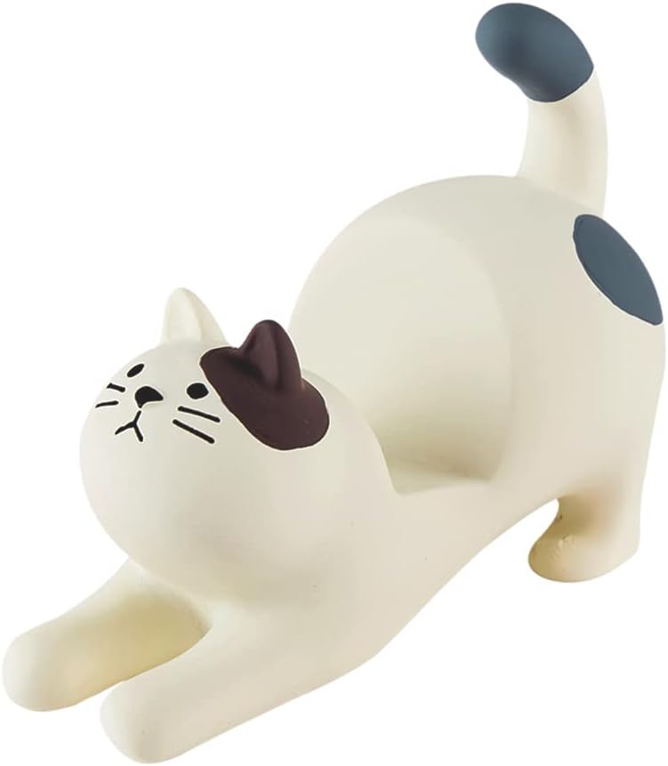 Cat Phone Stand, Cute Kawaii Phone Holder for Desk, Off-White Smartphone Mount for iPad, iPhone, Huawei,Samsung, Xiaomi, Desktop Decoration