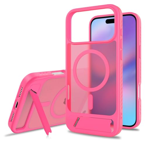 Coque avec béquille pour iPhone 17 Pro fine anti-jaunissement support magnétique rouge