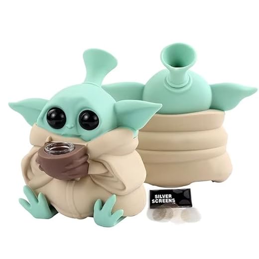 Yoda Bong - Bong de silicona mini bongs de plástico con percolador para fumar, cuenco de agua de 14,5 mm, 12 cm, recipiente a prueba de olores, pipa de agua acrílica, 1 paquete