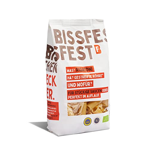 Bissfest BIO Rigatoni Pasta aus Gragnano 5x500g - Original Italienische Pasta aus traditionellem Herstellungsverfahren - Nudeln aus 100% Italienischem Weizen - Vegan Cover