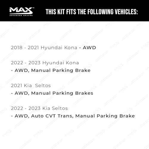 Image of MAX Advanced Brakes - Rear Brake Kit For 2018-2023 Hyundai Kona (AWD, Manual Parking Brake), 2021-2023 Kia Seltos| Carbon Ceramic Brake and Rotor Kit| OE Replacement Brake Rotors