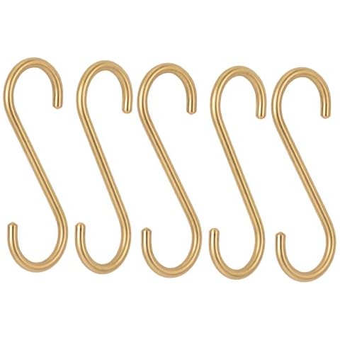 Magiin 5 Stück Hängehaken, Messing S-förmige Hakenhalter S Haken Kleiderhaken Garderobenhaken Fleischerhaken Cover