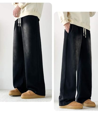 Men's Baggy Jeans with Elastic Waist High Waisted Casual Drawstring Pull On Straight Leg Stretch Denim Pants Streetwear S-4XL2