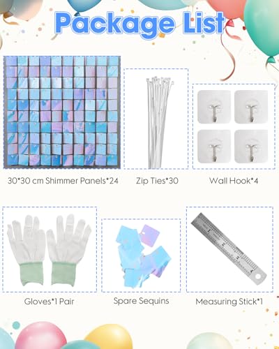 Image of Iridescent Blue Shimmer Wall Backdrop, 24 Panels, 6x4 Ft Photo Backdrop | wedding backdrop birthday backdrop party decoration photo booth backdrop bridal shower baby shower event decoration